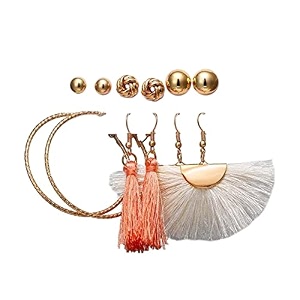 shining diva fashion latest stylish combo design 6 pairs metal earrings for women and girls