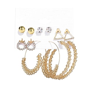 shining diva fashion latest stylish combo design 6 pairs metal earrings for women and girls