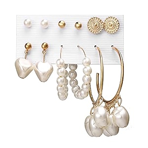 shining diva fashion latest stylish combo design 6 pairs metal earrings for women and girls