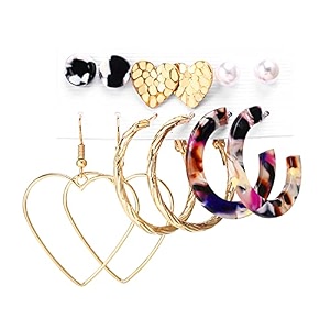 shining diva fashion latest stylish combo design 6 pairs metal earrings for women and girls
