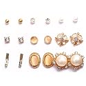 Shining Diva Fashion Latest Stylish Combo Design 9 Pairs Metal Earrings for Women and Girls (J10890er), Golden, 1