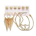 Shining Diva Fashion Latest Stylish Combo Design 6 Pairs Metal Earrings for Women and Girls