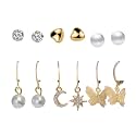 Shining Diva Fashion Latest Stylish Combo Design 6 Pairs Metal Earrings for Women and Girls