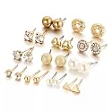 Shining Diva Fashion Latest Stylish Combo Design 12 Pairs Metal Earrings for Women and Girls (J10868er), Golden, 1