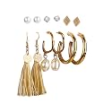Shining Diva Fashion Latest Stylish Combo Design 6 Pairs Metal Earrings for Women and Girls (J12751er), Golden, 1