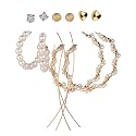 Shining Diva Fashion Latest Stylish Combo Design 6 Pairs Metal Earrings for Women and Girls (J12736er), Golden, 1