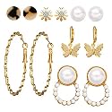 Shining Diva Fashion Latest Stylish Combo Design 6 Pairs Metal Earrings for Women and Girls