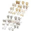 Shining Diva Fashion Latest Stylish Combo Design 24 Pairs Metal Earrings for Women and Girls (Jcmb291), Gold Silver, 1