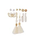 Shining Diva Fashion Latest Stylish Combo Design 6 Pairs Metal Earrings for Women and Girls