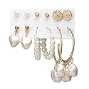Shining Diva Fashion Latest Stylish Combo Design 6 Pairs Metal Earrings for Women and Girls