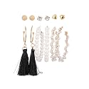 Shining Diva Fashion Latest Stylish Combo Design 6 Pairs Metal Earrings for Women and Girls (J12756er), Golden, 1
