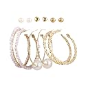 Shining Diva Fashion Latest Stylish Combo Design 6 Pairs Metal Earrings for Women and Girls (J12768er), Golden, 1