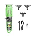 Shinon Sh-1931 Pro Li Outliner Cordless T Blade Hair Clipper 0 Gapped Outlining For Barbers 0Mm Balding Shape Up Digital Display 3 Guide Comb Powerful Rotary Motor Runtime 180 Min,Green-Women