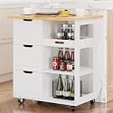 Shintenchi Kitchen Island Cart with Storage, Rolling Side Table