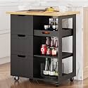Shintenchi Kitchen Island Cart with Storage, Rolling Side Table