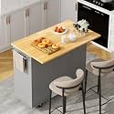 Shintenchi Kitchen Island w/Dropleaf Rolling Kitchen Table w/Seating