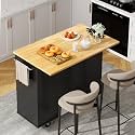 Shintenchi Kitchen Island w/Dropleaf Rolling Kitchen Table w/Seating