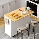 Shintenchi Kitchen Island w/Dropleaf Rolling Kitchen Table w/Seating