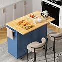 Shintenchi Kitchen Island w/Dropleaf Rolling Kitchen Table w/Seating