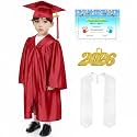Shiny Kids Graduation Cap and Gown Set with 2026 Tassel Plus White Stole Certificate for Kindergarten Preschool