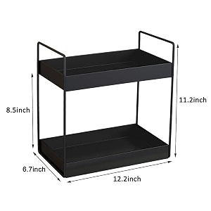 shiok decor 2-tier standing rack- kitchenbathroom countertop storage shelf organizer- black make in bharat