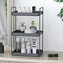 SHIOK DECOR Metal 3-Tier Vanity countertop Bathroom Storage Shelf, 12.2" X 16.9" X 6.7", Grey