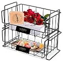 SHIOK DECOR Kitchen 2-tier Stackable Storage Metal Fruit Vegetable Basket Rack, Floor Standing &amp; Counter top Dual Use, Home Space Save Designshelf, Black (Make In Bharat)