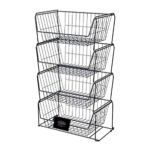 shiok decor kitchen 4-tier stackable storage metal fruit vegetable basket rack floor standing amp counter top dual use home space save designshelf black make in bharat 4 pack