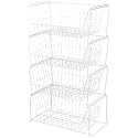 SHIOK DECOR Kitchen 4-tier Stackable Storage Metal Fruit Vegetable Basket Rack, Floor Standing &amp; Counter top Dual Use, Home Space Save Designshelf, White (Make In Bharat) 4 pack