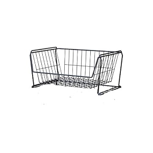 shiok decor kitchen 2-tier stackable storage metal fruit vegetable basket rack floor standing amp counter top dual use home space save designshelf black make in bharat