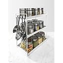 SHIOK DECOR Metal 3-Tier Kitchen/Bathroom Storage Shelf with Black Hooks (4 Hooks Included), (12.2" X 16.9" X 6.7"), White