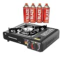 Ship Portable Gas Stove (Black) 2-in-1 LPG & Butane Gas Grill Camping Accessories Outdoor Windproof Butane And Gas Pack of 4