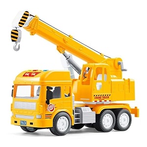 friction powered construction crane trucks toy for 3 years old kids boys girls pull back vehicles 360 degree rotating lifting crane toy with light music multicolor