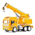 Friction Powered Construction Crane Trucks Toy for 3+ Years Old Kids Boys Girls Pull Back Vehicles 360 Degree Rotating Lifting Crane Toy with Light Music (Multicolor)