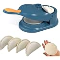 SHIPHAPPENS Momos Maker Tools - Momo Maker Machine & Mould Set, 4 in 1 Puri Kachori Gujiya Maker Machine, Dumpling Sheets, Gujiya & Karanji Moulds, Kozhukattai & Kolukattai Maker (Blue - M)