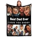 Ships Next Day, Fathers Day Blankets Gifts Best Dad Ever Custom Blanket with Photos Personalized Flannel Throw Customized Picture Blanket for Dad Husband 40" W x 50" L