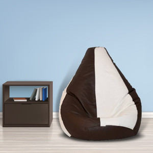 shira 24 jumbo filled  teardrop bean bag  with bean filling white brown