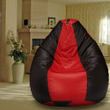 SHIRA 24 Jumbo (Filled ) Teardrop Bean Bag  With Bean Filling (Black, Red)