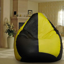 SHIRA 24 Jumbo (Filled ) Teardrop Bean Bag  With Bean Filling (Black, Yellow)