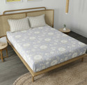 SHIRIN CREATION Microfiber King Flat 350 TC Floral 1 Bedsheet with 2 Pillow Covers (Grey, White flower)