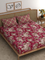 SHIRIN CREATION Microfiber King Flat 350 TC Floral 1 Bedsheet with 2 Pillow Covers (Dark pink)
