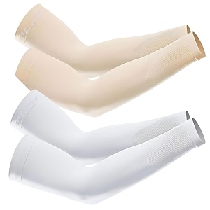 uv protection cooling men and women arm sleeves compression sun sleeves for men women youth sports cricket hand gloves for men and women tattoo cover-up upf 50-2 pair black amp white