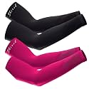 UV Protection Cooling Men and Women Arm Sleeves Compression Sun Sleeves for Men Women Youth, Sports, Cricket, Hand Gloves for men and women, Tattoo Cover-Up, UPF 50-2 Pair (Black &amp; White)