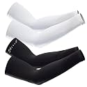 UV Protection Cooling Men and Women Arm Sleeves Compression Sun Sleeves for Men Women Youth, Sports, Cricket, Hand Gloves for men and women, Tattoo Cover-Up, UPF 50-2 Pair (Black &amp; White)