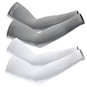 UV Protection Cooling Men and Women Arm Sleeves Compression Sun Sleeves for Men Women Youth, Sports, Cricket, Hand Gloves for men and women, Tattoo Cover-Up, UPF 50-2 Pair (Black &amp; White)
