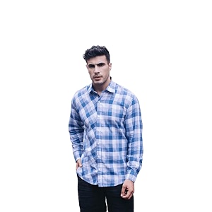 SHIRT THEORY Blue Check Cotton Full Sleeves