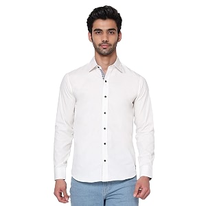 SHIRT THEORY White Solid Cotton Full Sleeves