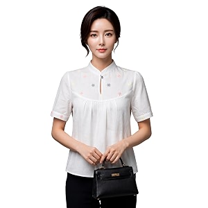 Shirt for Women Printed Casual V-Neck Button
