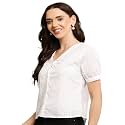Shirt for Women Printed Casual V-Neck Button