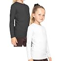 Shirts for Girls Long Sleeve Crew Neck Top, Hoodie or 3/4 Sleeve Soft Stretch Kids Lightweight Size 2-16